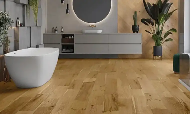 Baño con parqué o parquet