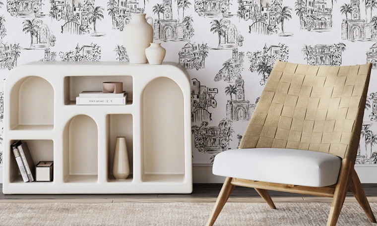 Papel pintado decorativo de diseño con un patrón de esbozo artístico